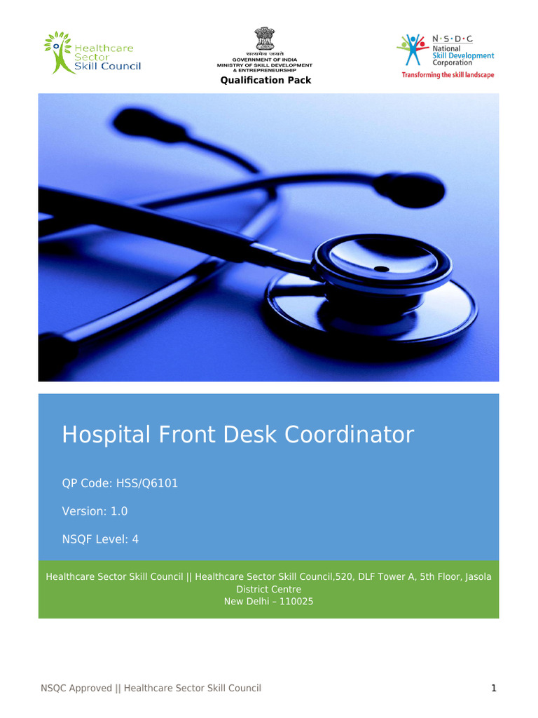 HSSQ6101 Hospital Front Desk Coordinator v1!0!04!12!2020 PDF Patient Health Care