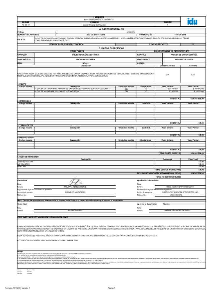 Presupuesto y Ejecución de Prueba de Carga | PDF | Presupuesto | Transporte