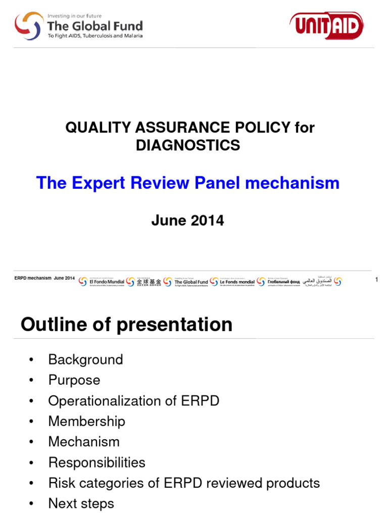 ERPD Quality Assurance for Diagnostics | PDF | Quality Management ...