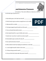 Reflexive and Intensive Pronoun Worksheet