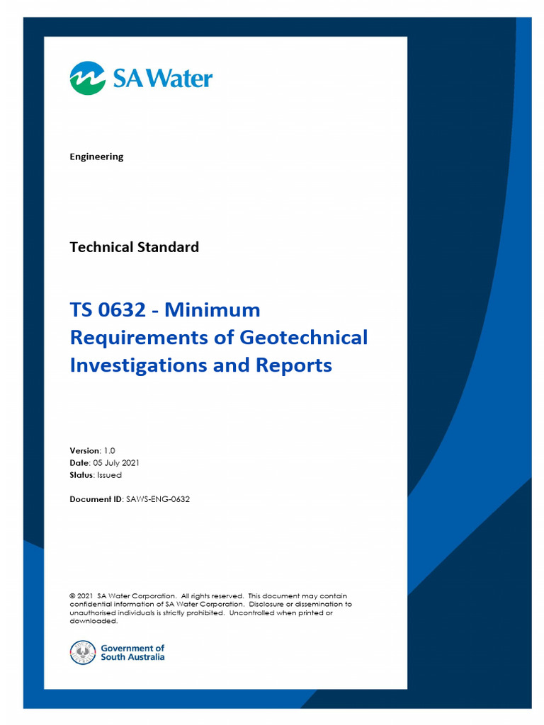 SAWSEnG0632 Minimum Requirements of Geotechnical Investigations and Reports PDF