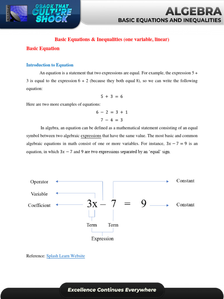 Understanding Basic Inequalities | PDF | Equations | Inequality ...