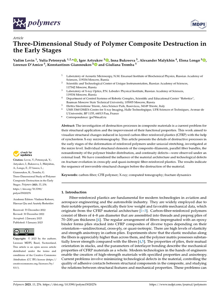 Polymers 15 00276 v3 1 | PDF | Composite Material | Fracture