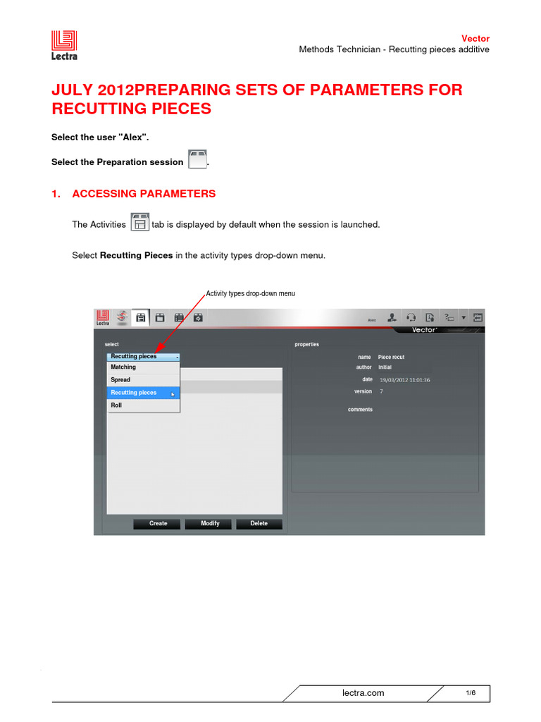 Recutting Pieces Parameters Guide | PDF | Menu (Computing) | Parameter ...