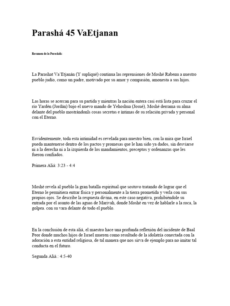 Reflexiones sobre la Parashá VaEtjanan | PDF | Hezbolá | Tora