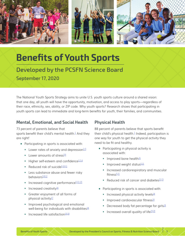 Benefits of Youth Sports Overview | PDF | Mental Health | Behavioural ...