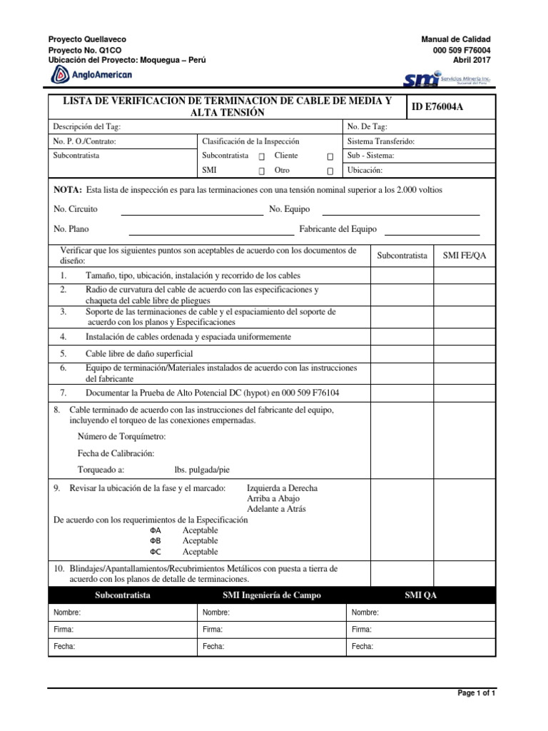 Verificaci n de terminaci n de cable de media y alta tensi n pdf