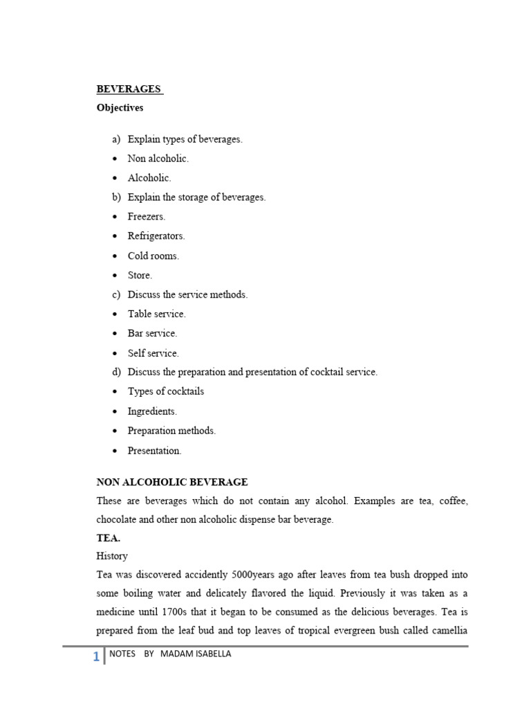 Alcoholic & NonAlcoholic Beverages PDF Coffee Drink