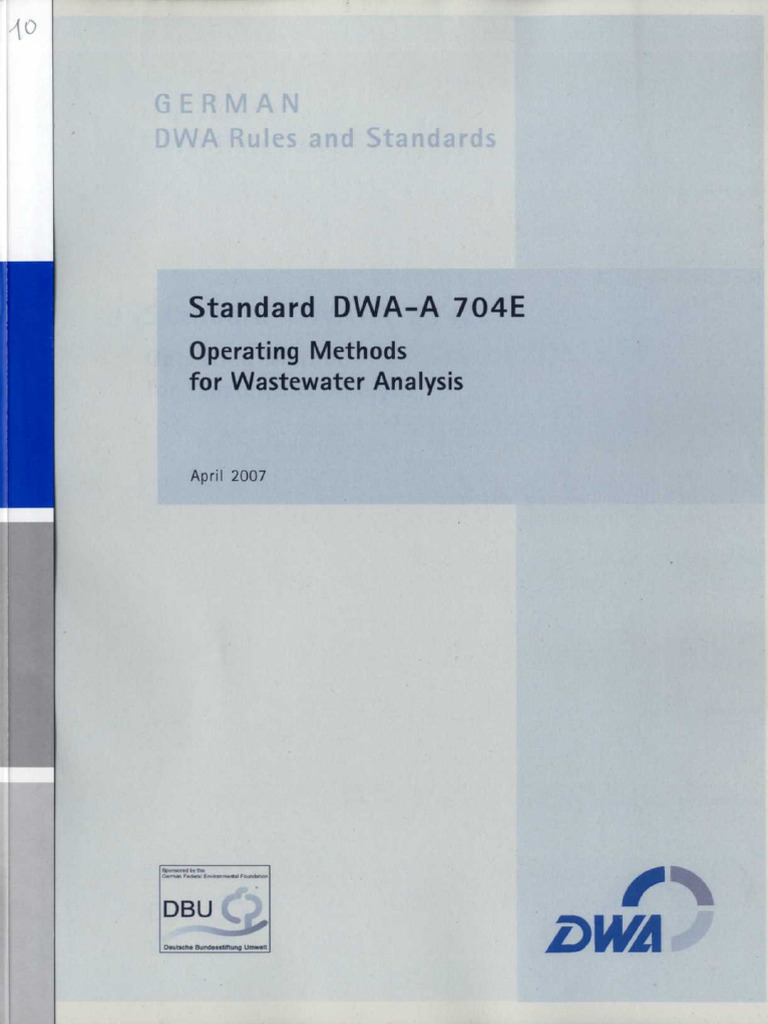 ATV-A 704E (Operating Methods For Wastewater Analysis) | PDF
