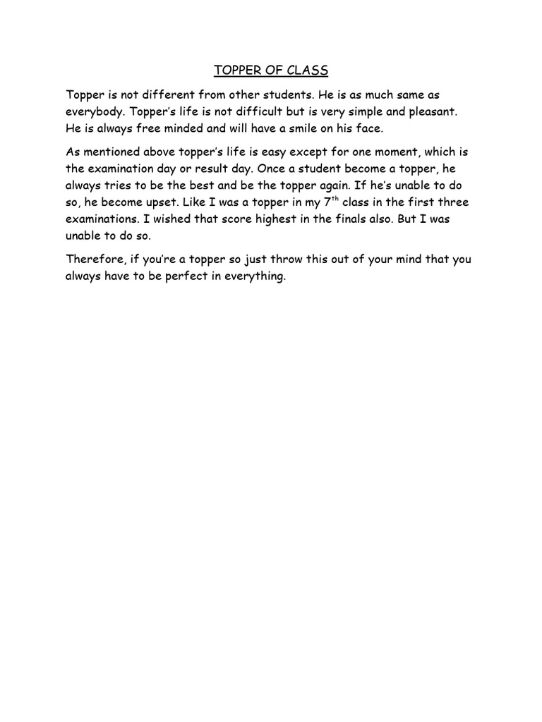 Topper in Class | PDF