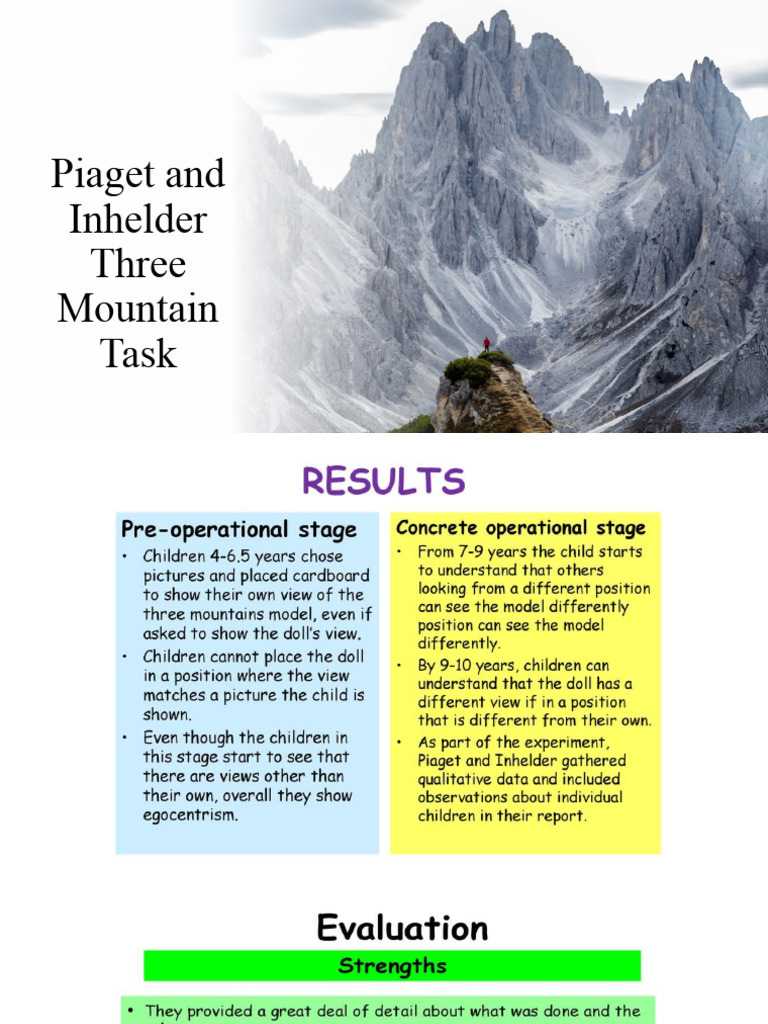 Piaget and Inhelder's Three Mountain Task | PDF