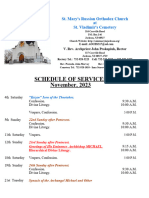 Schedule of Divine Services - November, 2023