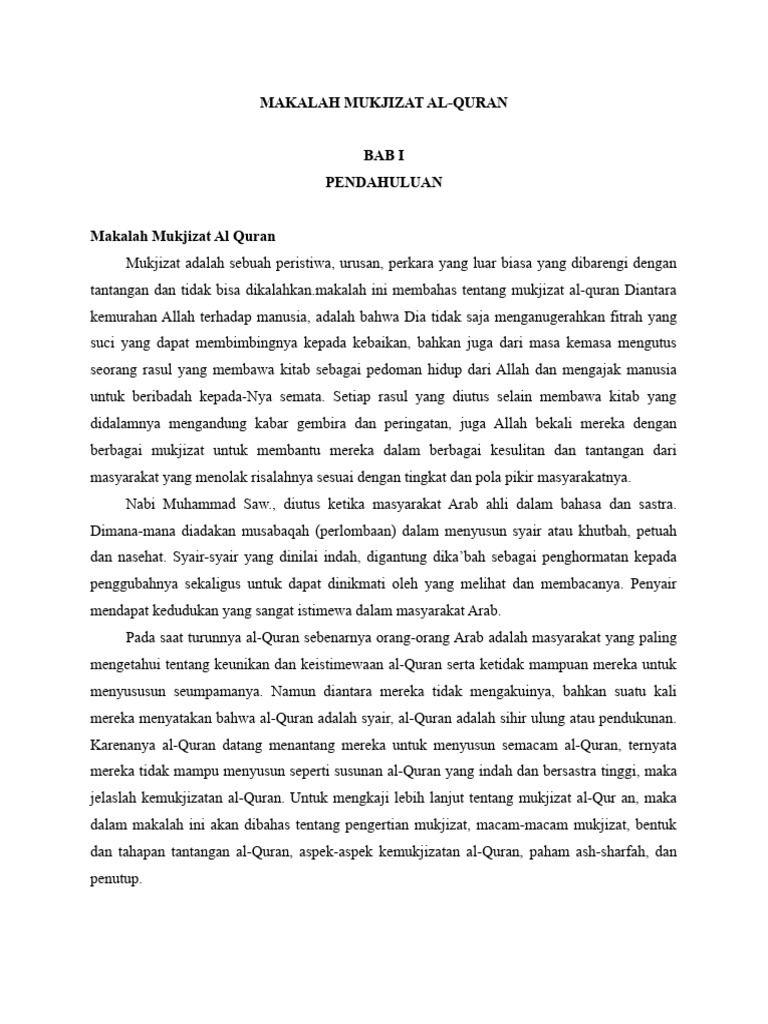 Mukjizat Al-Quran: Bukti Kebenaran Ilahi | PDF