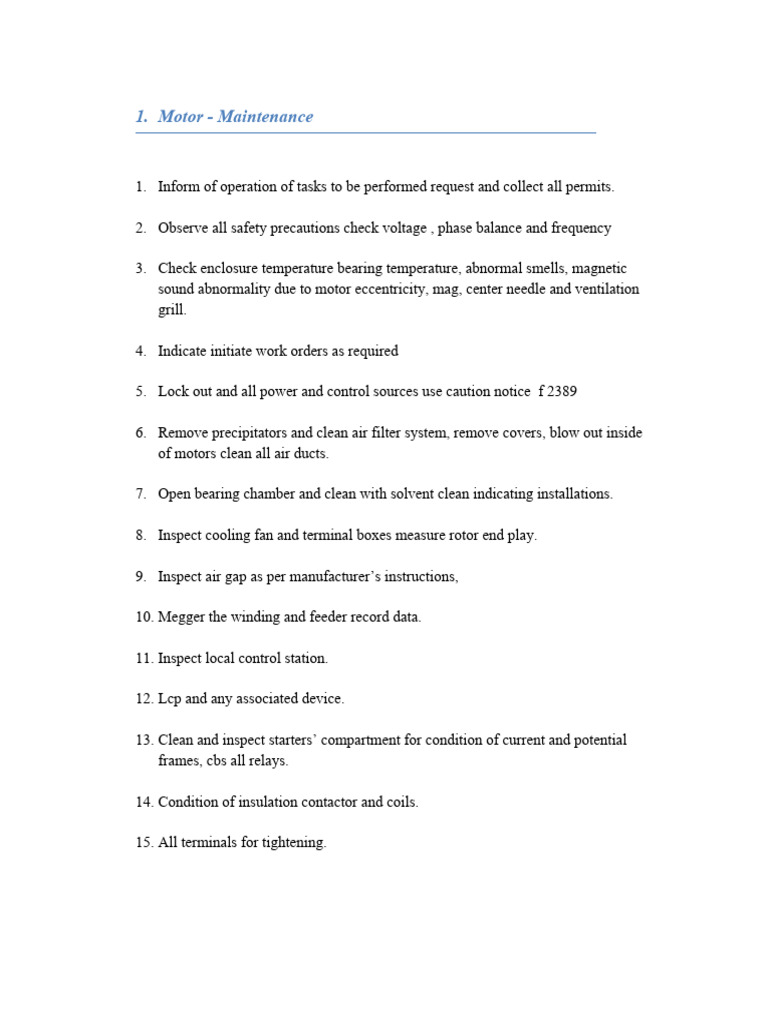 Motor Switchgear Maintenance Guide | PDF | Electric Motor | Switch