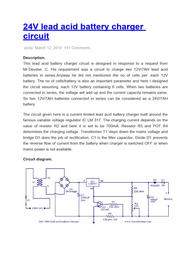 24V Lead Acid Battery Charger Circuit PDF