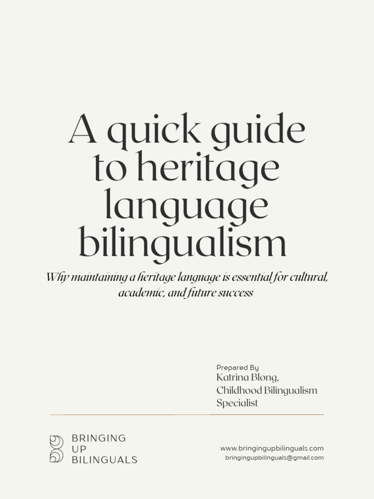 A Quick Guide To Heritage Language Bilingualism PDF Multilingualism