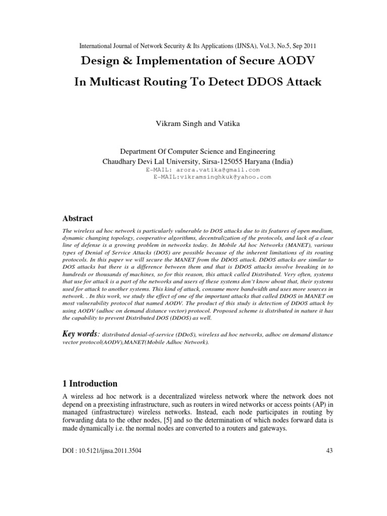 Design & Implementation of Secure AODV in Multicast Routing To Detect ...