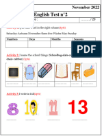 English Test N°2: November 2022 Level:1ms