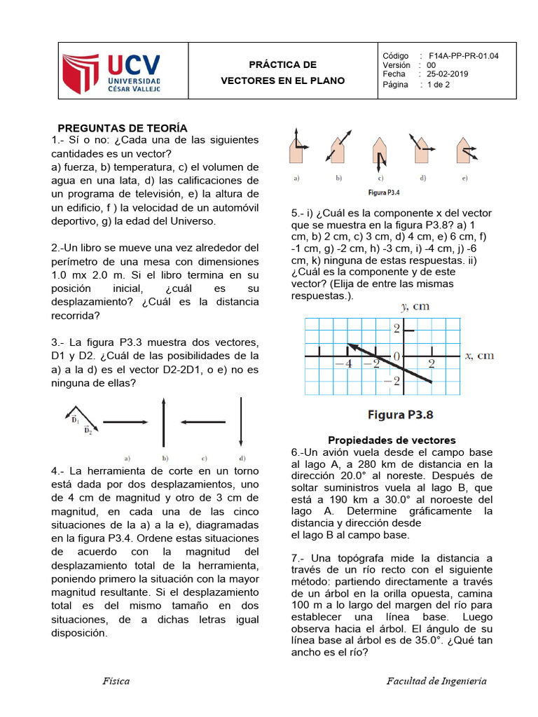 Práctica de Vectores en el Plano | PDF | Vector Euclidiano | Ángulo
