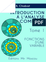 Chabat - Introduction À L'analyse Complexe - Tome 1 Fonctions D'une Variable - Mir - 1990