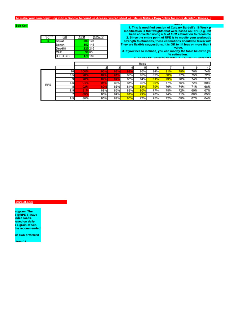 Calgary Barbell Special Personalized. PDF Physical Fitness