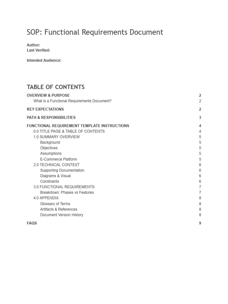 Functional Requirements Document SOP | PDF | Information | Scope ...