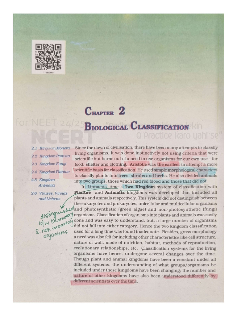 Pyq Marked Biological Classification Ncert Pdf