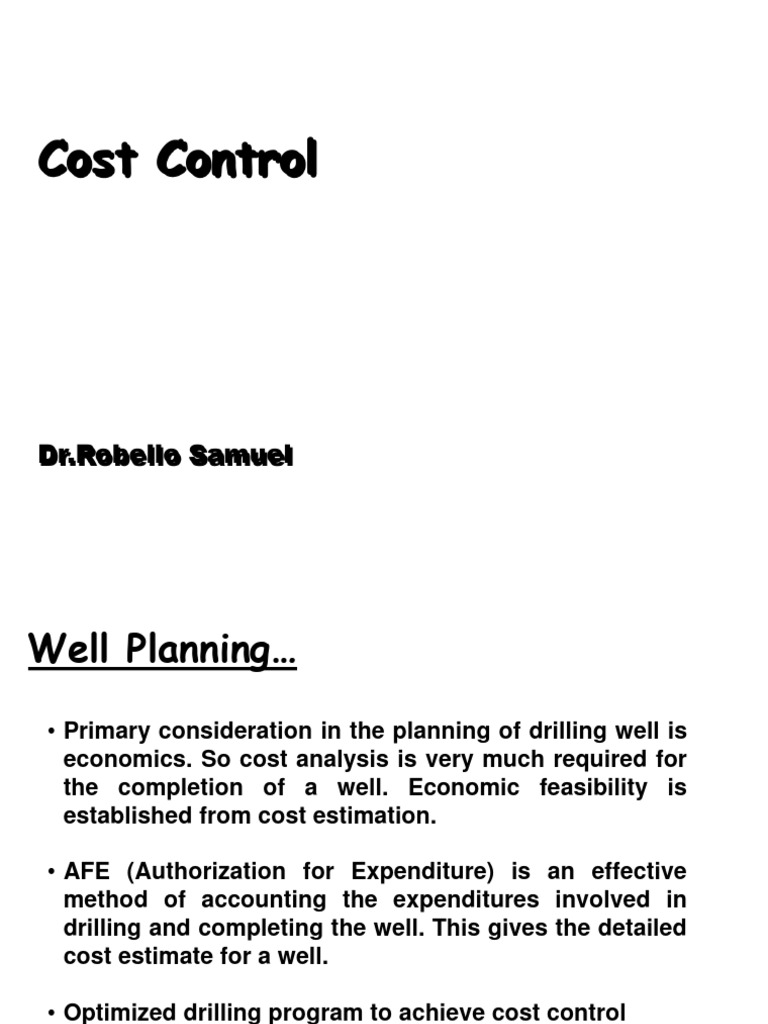 Cost Control Engineering PDF Casing (Borehole) Oil Well
