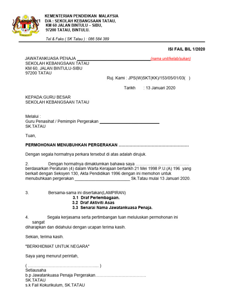 Isi-Isi Fail Surat Rasmi Fail KK 2020 Edit Sekali Print 1 | PDF