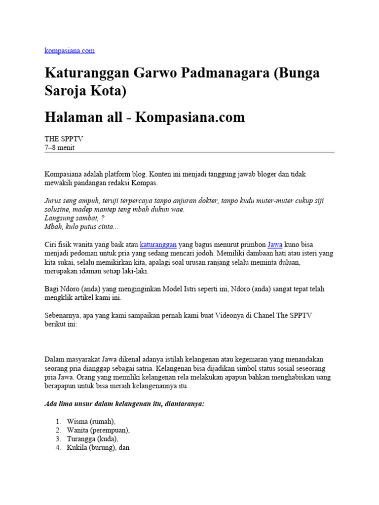 Katuranggan Garwo dalam Primbon Jawa | PDF | Pengembangan Diri | Gaya Hidup