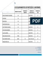 Tabela de Tamanho de EPI Colaboradores