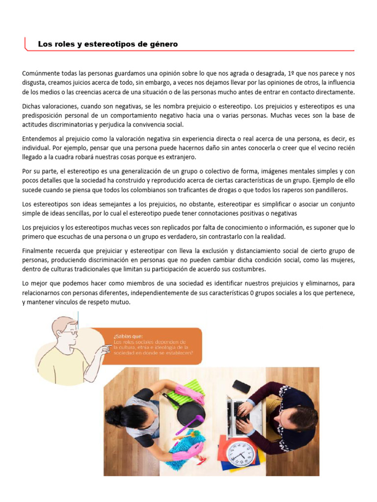 Roles y estereotipos de género en la sociedad | PDF | Estereotipos | Mujer