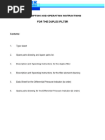 Description and Operating Instructions For The Duplex Filter