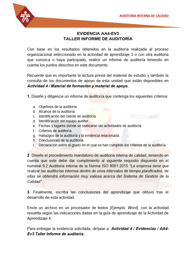 Informe de Auditoría Interna ISO 9001 | PDF | Auditoría | Sistema de ...