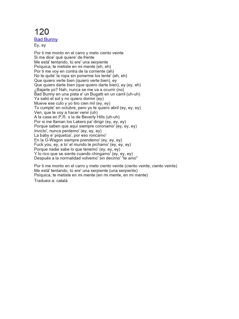 Letras de Canciones de Reggaetón | PDF