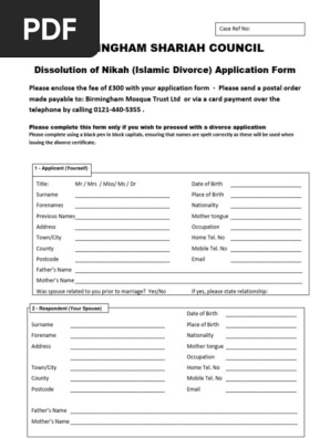 Divorce Application Form September 2020