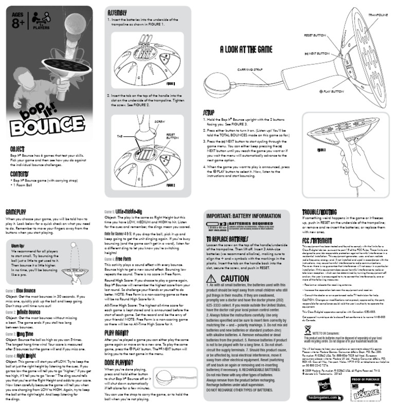 Bop It Bounce PDF Radio Rechargeable Battery