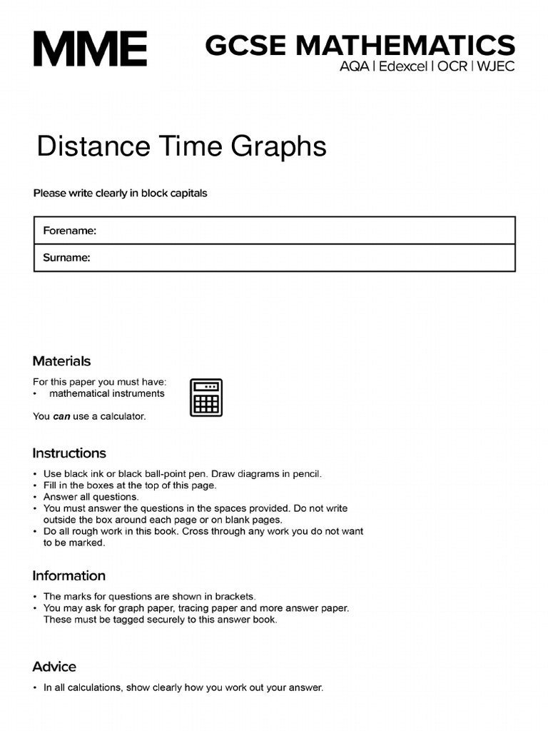 Distance Time Graph Questions MME | PDF | Speed