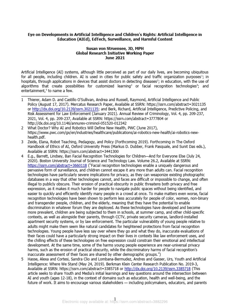 06 Ed Tech 1 Humans Right PDF Children #39 s Rights Artificial