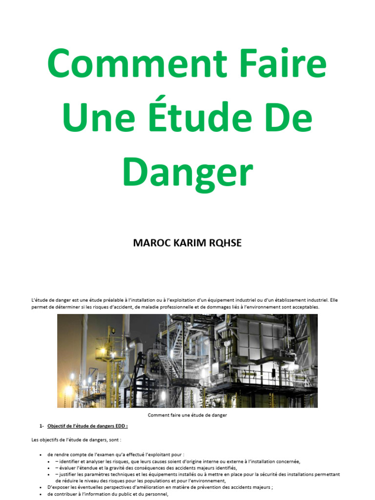 Réaliser une Étude de Danger ICPE | PDF | Risque