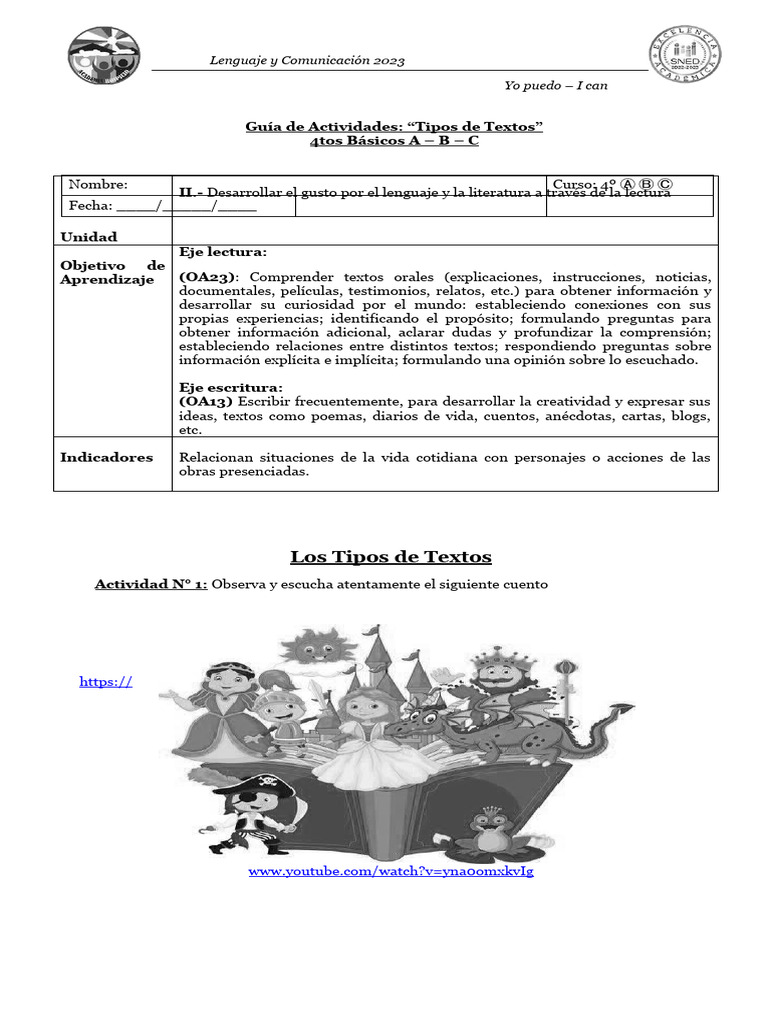 Guía Tipos de Texto 4TO BASICO | PDF | Comunicación