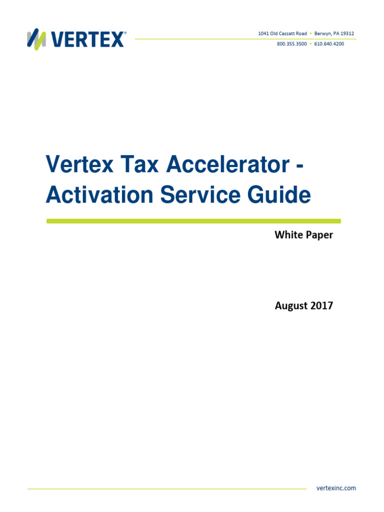 Vertex indirect tax accelerator for sap activation guide pdf pdf