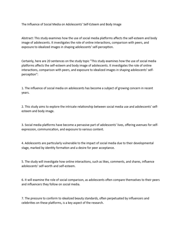 The Influence of Social Media On Adolescents | PDF