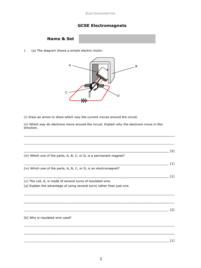 GCSE AQA PDF Electrical Resistance And Conductance Electric Motor