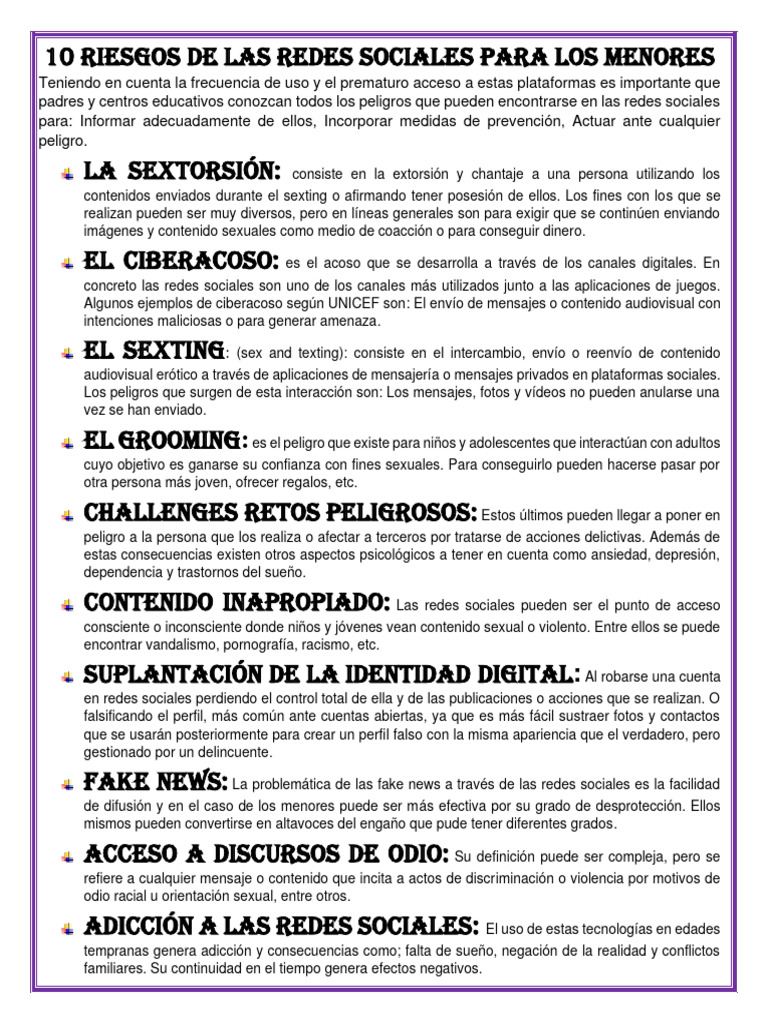 Los 10 Mayores Peligros De Las Redes Sociales Para Nios Y