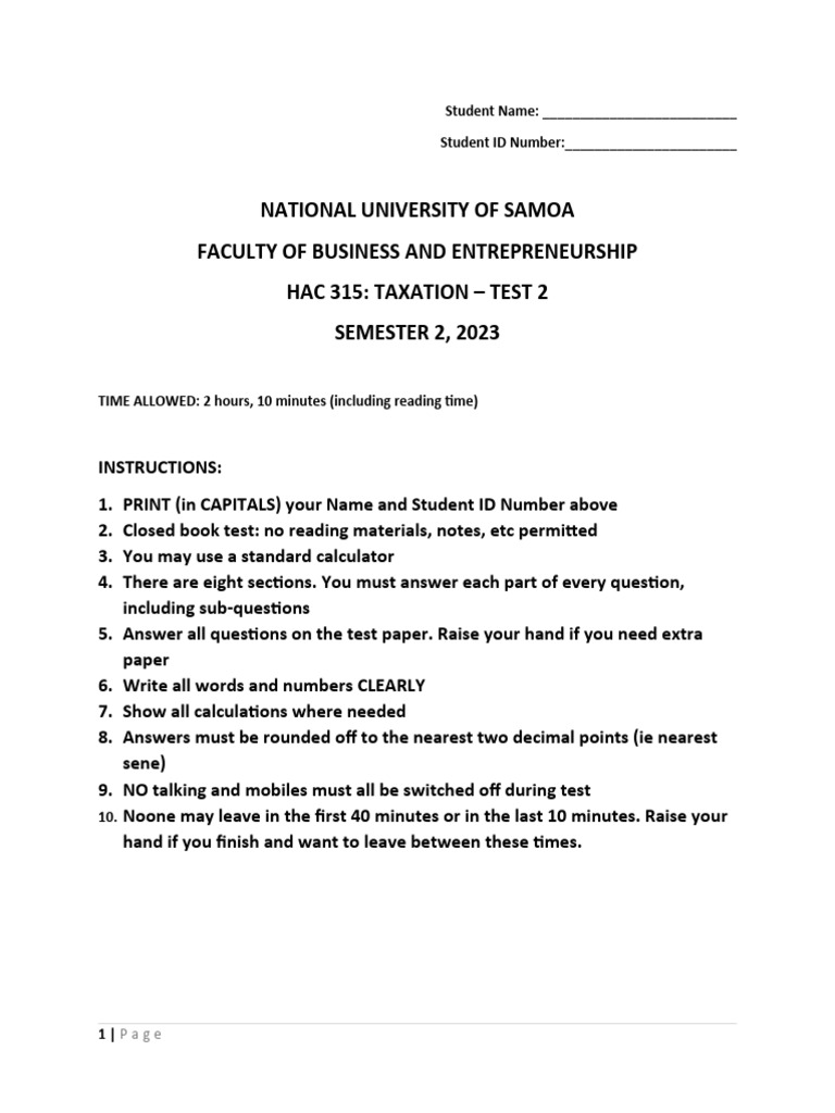 Test 2 Solutions PDF Cost Of Living Taxes