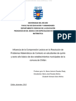 Influencia de la Comprensión Lectora en la Resolución de Problemas Matemáticos de Contexto en estudiantes de quinto y sexto año básico de dos establecimientos municipales de la comuna de Chillán