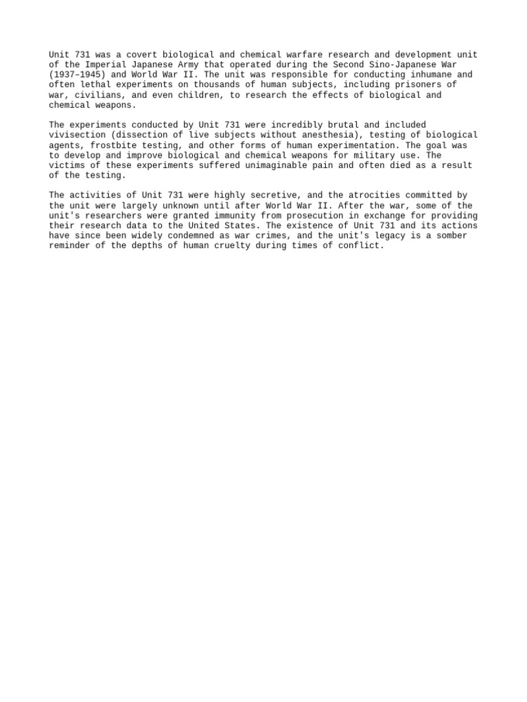 Unit 731 | PDF