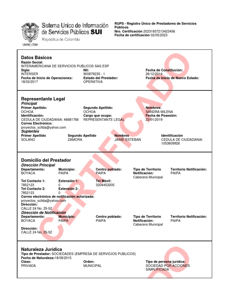 Rups Certificado 2023 | PDF