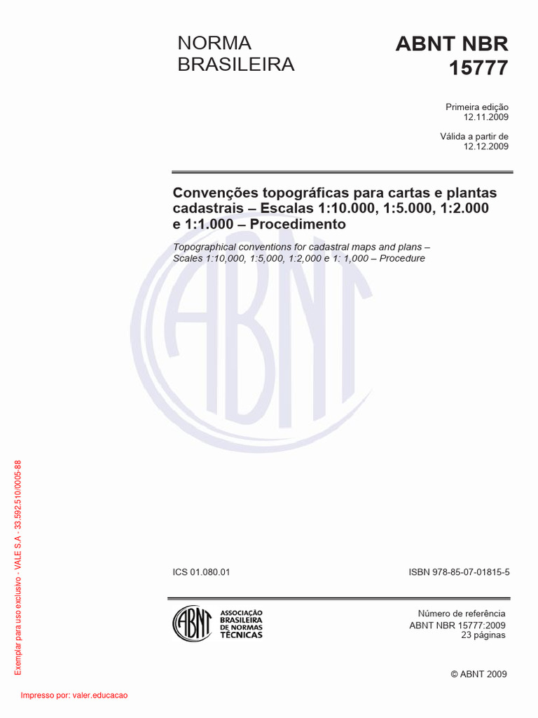 Convenções Topográficas ABNT NBR 15777 | PDF | Mapa | Terreno